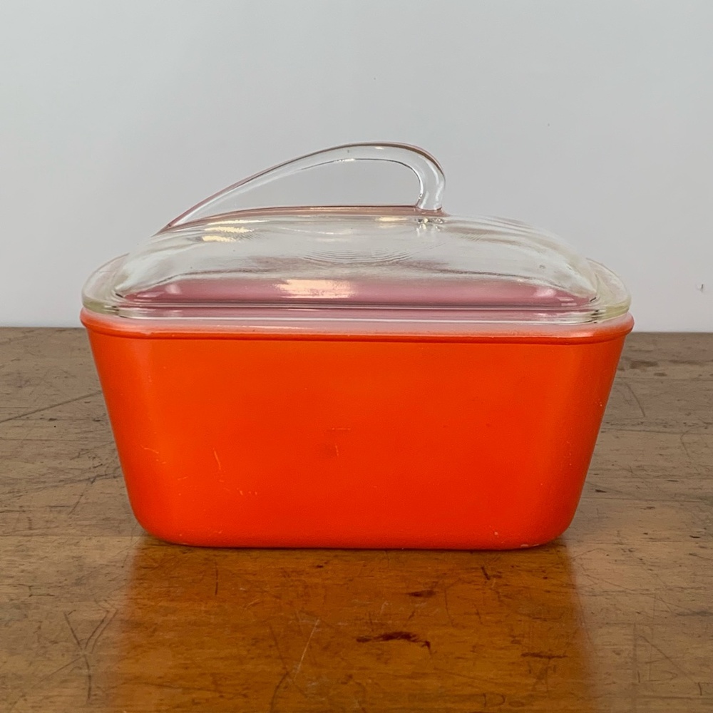 Vtg Maid of Honor Red Refrigerator Dish with Lid